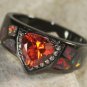 BLACK SILVER Elegant Orange Fire Opal & Orange Red Garnet Ring Size 7, WR40805