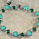 Silver Elegant Green Fire Opal & Green Peridot Heart Bracelet