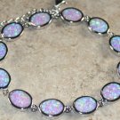 Silver Elegant Pink Fire Opal Oval Bracelet