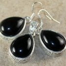 SILVER Vintage Style Black Onyx Teardrop Pendant & Earrings Set SILVER Vintage Style Black Onyx Teardrop Pendant & Earrings Set