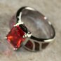 SILVER Elegant Orange Fire Opal & Orange Garnet Rectangular Ring Size 6, WR41304