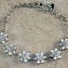 Silver Elegant White Fire Opal & White Topaz Flower Bracelet