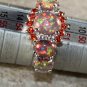 SILVER Elegant Orange Fire Opal & Orange Red Garnet Ring Size 6, WR41602