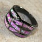 BLACK SILVER Elegant Pink Fire Opal Big Ring Size 10, WR40403