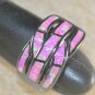 BLACK SILVER Elegant Pink Fire Opal Big Ring Size 10, WR40403