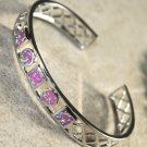 Silver Elegant Pink Fire Opal Multi Stones Bracelet Cuff Silver Elegant Pink Fire Opal Multi Stones Bracelet Cuff