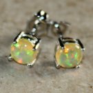SILVER Elegant Yellow Fire Opal Round Stud Earrings Jewelry Woman Gift #1