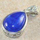 SILVER Vintage Style Royal Blue Agate Teardrop Pendant Jewelry Woman Gift SILVER Vintage Style Royal Blue Agate Teardrop Pendant Jewelry Woman Gift