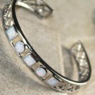 Silver Elegant White Fire Opal Multi Stones Bracelet Cuff Silver Elegant White Fire Opal Multi Stones Bracelet Cuff