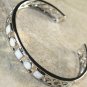 Silver Elegant White Fire Opal Multi Stones Bracelet Cuff