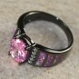 BLACK SILVER Elegant Pink Fire Opal & Pink Kunzite Oval Ring Size 6, WR41805