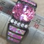 BLACK SILVER Elegant Pink Fire Opal & Pink Kunzite Oval Ring Size 6, WR41805