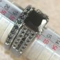 Black SILVER Elegant Black Onyx Wedding & Engagement Ring Set Size 6