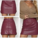 Burgundy PU Leather Pencilskirt Bodycon High Waist Club Party Mini Skirt Bottom Burgundy PU Leather Pencilskirt Bodycon High Waist Club Party Mini Skirt Bottom
