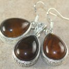 SILVER Vintage Style Amber Teardrop Pendant & Earrings Set SILVER Vintage Style Amber Teardrop Pendant & Earrings Set