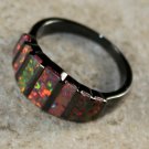 BLACK SILVER Elegant Orange Fire Opal Ring Size 7, WR41504