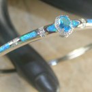 Silver Elegant Blue Fire Opal & Blue Topaz Bracelet Cuff