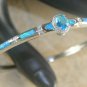 Silver Elegant Blue Fire Opal & Blue Topaz Bracelet Cuff