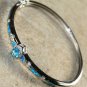 Silver Elegant Blue Fire Opal & Blue Topaz Bracelet Cuff