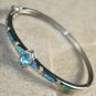 Silver Elegant Blue Fire Opal & Blue Topaz Bracelet Cuff