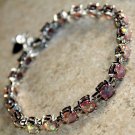 Silver Elegant Orange Fire Opal Round Bracelet Woman Gift