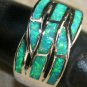 SILVER Elegant Green Fire Opal Big Ring Size 6 WR40302