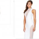 WHITE Halter Neck Skirt MIDI Dress Evening Party Sleeveless Sundress Vestidos