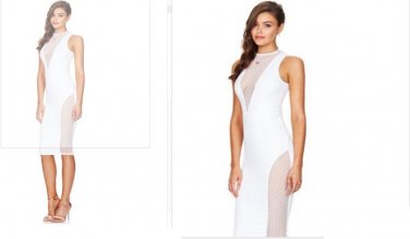 WHITE Halter Neck Skirt MIDI Dress Evening Party Sleeveless Sundress Vestidos