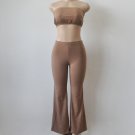 2 Pcs Sexy Coffee Brown Boob Tube Top HALTER FIT Strapless  Bell-bottom Trousers
