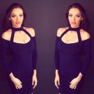 Deep Blue OFF-THE-SHOULDER HIGH SLIT SLINKY Maxi DRESS Sexy Skirt Bodycon Deep Blue OFF-THE-SHOULDER HIGH SLIT SLINKY Maxi DRESS Sexy Skirt Bodycon