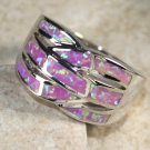 SILVER Elegant Pink Fire Opal Big Ring Size 8 WR40304