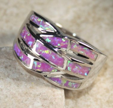 SILVER Elegant Pink Fire Opal Big Ring Size 8 WR40304
