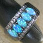 BLACK SILVER Elegant Blue Fire Opal 5 Stone Ring Size 5, WR41003