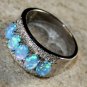 SILVER Elegant Blue Fire Opal 5 Stone Ring Size 5 WR41105