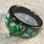 BLACK SILVER Elegant Green Fire Opal & Green Peridot Ring Size 7, WR40803