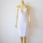 White Long Sleeve HALTER FIT Jumperskirt Midi Dress Evening Party Dress Sundress
