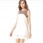 Brown White Color Block Chiffon Dress Jupmer Skirt  Strapless Sundress