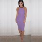 Light Purple HALTER Skirt Midi Dress Evening Party Sleeveless Sundress Bodycon