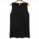 Black Lady's Chaotic Chiffon Top Semi Sheer Wavy Edge Flowy Rippled Edge Shirt