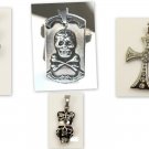 Four Pcs Stainless Steel 316L Silver Black Pirlate Skull Pendants Necklaces