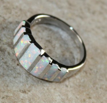 SILVER Elegant White Fire Opal Ring Size 6, WR41404