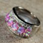 SILVER Elegant Pink Fire Opal 5 Stone Ring Size 7 WR41102