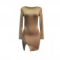 Coffee Brown MICRO FIBER HIGH SLIT Long Sleeve Midi DRESS Sexy Skirt Bodycon