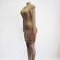 Coffee Brown MICRO FIBER HIGH SLIT Long Sleeve Midi DRESS Sexy Skirt Bodycon