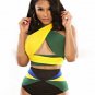 Sexy Blue Yellow Two Piece Strappy Bandage Bikini Swimsuit Backless Bathing Suit