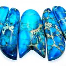 Deep Blue Sea Sediment Turquoise CABOCHON 5 PCS Beads Set Imperial Jasper Cabs