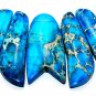 Deep Blue Sea Sediment Turquoise CABOCHON 5 PCS Beads Set Imperial Jasper Cabs