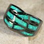 BLACK SILVER Elegant Green Fire Opal Big Ring Size 7, WR40402