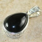 SILVER Vintage Style Black Onyx Teardrop Pendant Jewelry Woman Gift SILVER Vintage Style Black Onyx Teardrop Pendant Jewelry Woman Gift