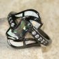 BLACK SILVER Elegant White Fire Opal & Rainbow Topaz Ring Size 8, WR40503